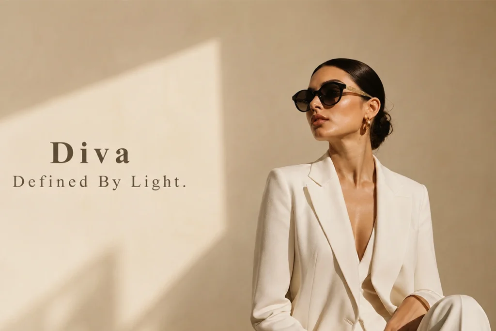 Luxury fashion portrait with designer sunglasses